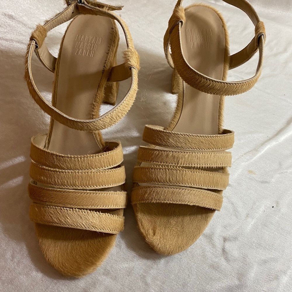 Strappy blonde heels